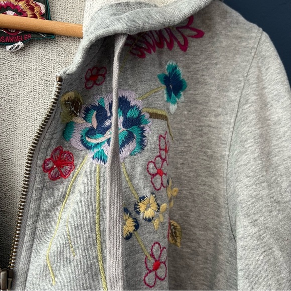 Johnny Was Light Gray Hoodie with Floral Embroidery - Picture 4 of 11